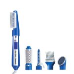 5 ملحقات، مصفف شعر متعدد الاستخدامات بقدرة 650 وات، إعدادان للسرعة، حقيبة ناعمة باللون الأزرق/الأبيض أزرق/ أبيض